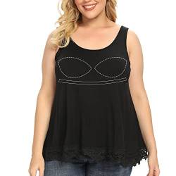 STARBILD Spaghetti Top Damen Top Mit Breiten Trägern Unterhemd BH-Hemd Basic Tank Tops Lace Spizentop U-Ausschnitt Oberteile Bequeme Frauen Shirt Lang Sommer Shirts Top 198 Schwarz L von STARBILD