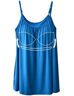 STARBILD Spaghetti Top Damen Top Mit Breiten Trägern Unterhemd BH-Hemd Basic Tank Tops U-Ausschnitt Oberteile Bequeme Frauen Shirt Lang Sommer Shirts Top 4XL Blau von STARBILD