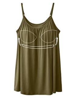 STARBILD Spaghetti Top Damen Top Mit Breiten Trägern Unterhemd BH-Hemd Basic Tank Tops U-Ausschnitt Oberteile Bequeme Frauen Shirt Lang Sommer Shirts Top Grün 4XL von STARBILD