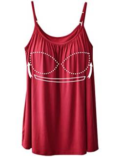 STARBILD Spaghetti Top Damen Top Mit Breiten Trägern Unterhemd BH-Hemd Basic Tank Tops U-Ausschnitt Oberteile Bequeme Frauen Shirt Lang Sommer Shirts Top Rot 2XL von STARBILD