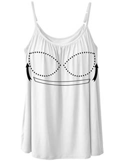 STARBILD Spaghetti Top Damen Top Mit Breiten Trägern Unterhemd BH-Hemd Basic Tank Tops U-Ausschnitt Oberteile Bequeme Frauen Shirt Lang Sommer Shirts Top Weiß S von STARBILD