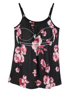 STARBILD Spaghetti Top Damen Top Mit Unterhemd BH-Hemd Basic Tank Tops U-Ausschnitt Oberteile Bequeme Frauen Shirt Lang Sommer Shirts Top Floral Print L von STARBILD