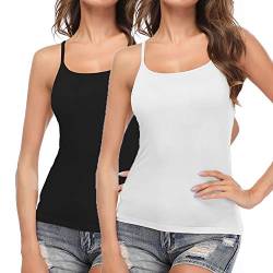 STARBILD Unterhemden & BH-Hemden 2er Pack für Damen Trägertop Damen Tank Top Dehnbar mit Verstellbare Träger Unterhemd, Schwarz + Weiß XXL von STARBILD