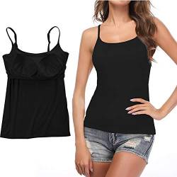 STARBILD Unterhemden & BH-Hemden für Damen Trägertop Damen Tank Top Dehnbar mit Verstellbare Träger Unterhemd, Schwarz 3XL von STARBILD