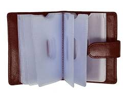 STARHIDE® Weiche Echtes Leder Kreditkartenhalter Brieftasche Mit Abnehmbaren Kunststoff Ärmel #210 (Braun) von STARHIDE