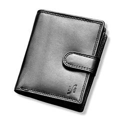 STARHIDE 1080 Herren-Geldbörse aus weichem Echtleder, RFID-blockierend, mit Reißverschluss, Schwarz, 11.5cm x 9.5cm, Casual von STARHIDE