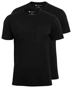 STARK SOUL® T-Shirt 2er Pack, Baumwolle, Rundhalsschnitt | Schwarz | Größe M von STARK SOUL
