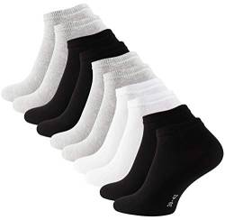 STARK SOUL 10 Paar Essentials Sneaker Socken, Baumwolle, schwarz weiss grau, Gr. 39-42 von STARK SOUL