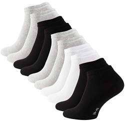 STARK SOUL 10 Paar Essentials Sneaker Socken, Baumwolle, schwarz weiss grau, Gr. 47-50 von STARK SOUL