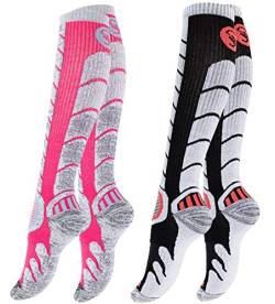 STARK SOUL 2 Paar Ski & Snowboard Socken mit Spezialpolsterung für Damen und Herren | Farbe: Schwarz/Pink, Größe: 35-38 von STARK SOUL