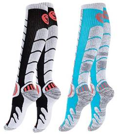 STARK SOUL 2 Paar Ski & Snowboard Socken mit Spezialpolsterung für Damen und Herren | Farbe: Schwarz/Türkis, Größe: 35-38 von STARK SOUL