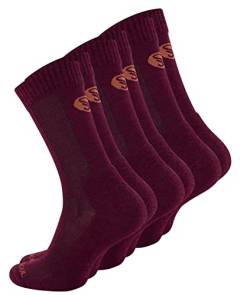 STARK SOUL 3 Paar Merino Socken, Damen & Herren Trekkingsocken aus Merinowolle, Funktionssocken, burgund, Gr. 43-46 von STARK SOUL