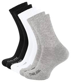 STARK SOUL 6 Paar Crew - Sportsocken mit FROTTEESOHLE (Gr. 39-42 - Mix (schwarz/weiss/grau)) von STARK SOUL