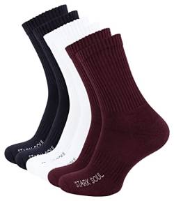 STARK SOUL 6 Paar Crew - Sportsocken mit FROTTEESOHLE (Gr. 43-46 - Mix (burgund/weiss/marineblau)) von STARK SOUL