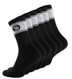 STARK SOUL 6 Paar Sportsocken im RETRO Design - Crew Socks in Bester Qualität, Tennissocken aus feinster Baumwolle, Schwarz 43-46 von STARK SOUL