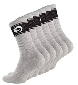 STARK SOUL 6 Paar Sportsocken im RETRO Design - Crew Socks in Bester Qualität, Tennissocken aus feinster Baumwolle, grau Melange 43-46 von STARK SOUL