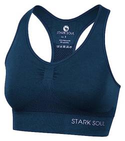 STARK SOUL Bra Light Support - Sport BH doppellagig für Damen - Marineblau - Größe XL von STARK SOUL