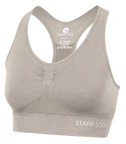 STARK SOUL Bra Light Support - Sport BH doppellagig für Damen - beige - Größe S von STARK SOUL