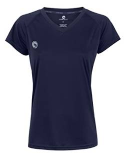 STARK SOUL Damen Sport Shirt Fitness T-Shirt vital, Kurzarm Funktionsshirt, Atmungsaktiv Schnelltrocknendes Trainingsshirt - Marineblau - XL von STARK SOUL
