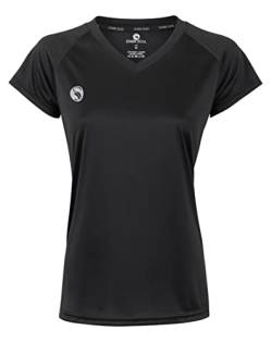STARK SOUL Damen Sport Shirt Fitness T-Shirt vital, Kurzarm Funktionsshirt, Atmungsaktiv Schnelltrocknendes Trainingsshirt - Schwarz - L von STARK SOUL