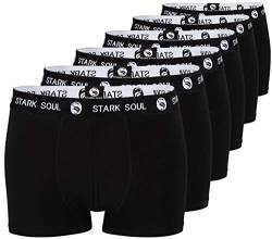 STARK SOUL Herren Boxershorts, Hipster im 6er Pack, Baumwoll-Unterhosen für Männer in Größe M-XXL (L, 6X Schwarz mit Bund Schwarz/Weiss) von STARK SOUL