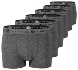 STARK SOUL Herren Boxershorts | Hipster im 6er Pack | Baumwoll-Unterhosen für Männer in Größe M, Grau Melange von STARK SOUL