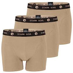 STARK SOUL Herren Boxershorts im 3er Pack, Retroshorts aus weicher Baumwolle, Taupe-Schwarz, Gr. M von STARK SOUL