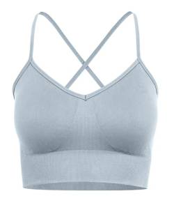 STARK SOUL Seamless Bra -Opaque- mit herausnehmbaren Cups, vielseitiger, funktionaler Damen Sport BH | Hellblau | Größe: XS von STARK SOUL