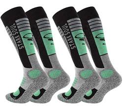 STARK SOUL Ski Funktionssocken, Wintersport Socken mit Spezial Polsterung, 2 Paar (43/46, grau-schwarz-grün) von STARK SOUL