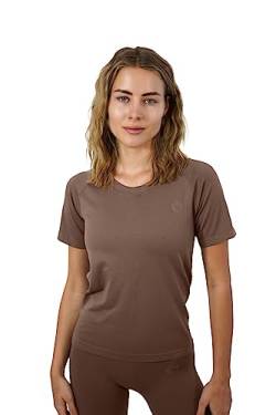 STARK SOUL Sport Shirt Damen Kurzarm Seamless - Racer - Laufshirt, Deep Taupe, Größe: XL/XXL von STARK SOUL