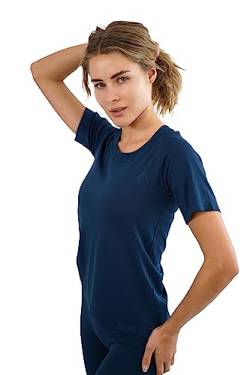 STARK SOUL Sport Shirt Damen Kurzarm Seamless - Racer - Laufshirt, Marineblau, Größe: XL/XXL von STARK SOUL