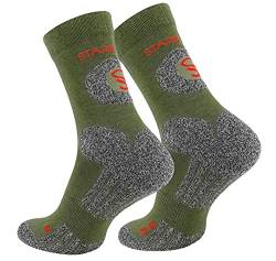 STARK SOUL Trekking Wandersocken für Damen & Herren, 2 Paar Atmungsaktive Gepolsterte Outdoor-Socken (Khaki, 43-46) von STARK SOUL