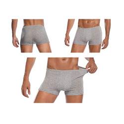 Herren Einweg 100% Baumwolle Unterwäsche Travel Boxer Briefs Tragbare Shorts Weiß/Grau 5PK (Grau, Large-Waist 33.5”-36.5” / 84-92cm) von STARLY