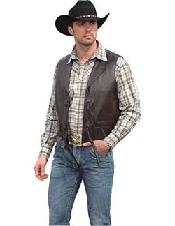 STARS & STRIPES Herren Weste Cowboyweste Herrenweste Lederweste Westernweste Cowboy Country Leder Western Westernstyle »Bonanza« Braun Gr.3XL von STARS & STRIPES