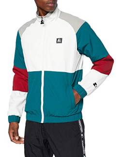 STARTER BLACK LABEL Color Block Retro Jacket, Farbe Retro grn/wht/Brick rd/Gry, Größe L von STARTER BLACK LABEL