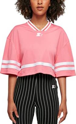 STARTER BLACK LABEL Damen T-Shirt Ladies Starter Cropped Mesh Jersey, Farbe pinkgrapefruit/White, Größe XL von STARTER BLACK LABEL