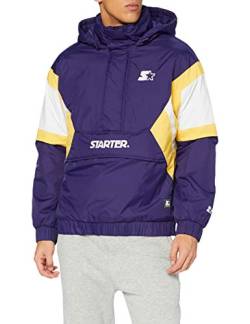 STARTER BLACK LABEL Herren Color Block Half Zip Retro Jacket Windjacke, Starter Purple/wht/Buff Yellow, L von STARTER BLACK LABEL