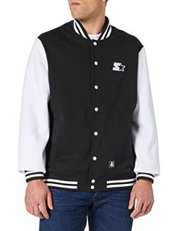 STARTER BLACK LABEL Herren Jacke Starter College Fleece Jacket, black/white, L von STARTER BLACK LABEL