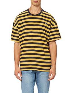 STARTER BLACK LABEL Herren T-Shirt Starter Small Stripes Tee stategrey/goldensand M von STARTER BLACK LABEL