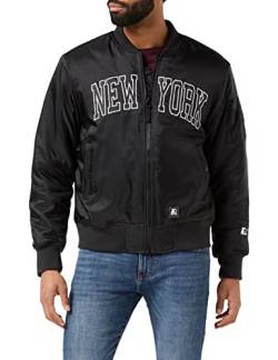 STARTER BLACK LABEL Mens Starter New York Bomber Jacket, Schwarz, XS von STARTER BLACK LABEL