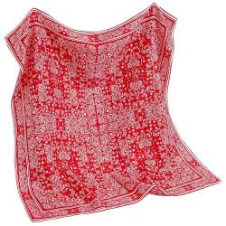STARWHISPER Schal aus 100 % reiner Maulbeerseide, 68 x 68 cm, 14 mm, reiner Seidentwill für Damen, quadratischer Schal mit Geschenkverpackung, Paisley Red, 27 x 27 inches von STARWHISPER