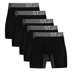 Step One Boxershorts Herren - 5er Pack Feuchtigkeitsabweisende Unterhosen Männer, Herren Unterhosen Boxershorts mit 3D Tasche + Scheuerschutz, Organische Bambus Unterwäsche von STEP ONE