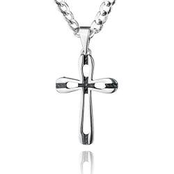 STERLL Herren Halskette Sterling-Silber 925 Kreuz-Anhänger aus Sterlingsilber 55cm Eco-Verpackung Kleine Geschenke von STERLL