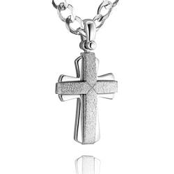 STERLL Herren Halskette echt Silber 925 Kreuz-Anhänger aus Sterlingsilber 925 55cm Öko-Verpackung Die Besten Männer Geschenke von STERLL