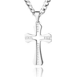 STERLL Herren Kette Echt Silber Kreuz-Anhänger aus Sterlingsilber 925 55cm Ökologische Verpackung Männer Geschenke von STERLL