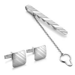 STERLL Herren Manschettenknöpfe und Krawattennadel Sterling-Silber 925 Schmucketui Geschenk für Boss von STERLL