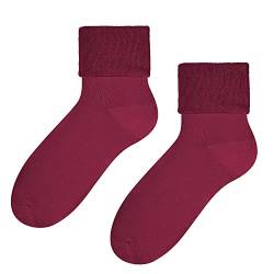 STEVEN Flauschige Socken für Damen und Mädchen I I Wadenlange Warme Socken I Dicke Frottee-Baumwollsocken Ideal für den Winter und Herbst I Burgund I Größe: EU35-37 von STEVEN