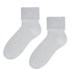 STEVEN Flauschige Socken für Damen und Mädchen I I Wadenlange Warme Socken I Dicke Frottee-Baumwollsocken Ideal für den Winter und Herbst I Grau I Größe: EU35-37 von STEVEN