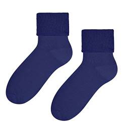 STEVEN Flauschige Socken für Damen und Mädchen I I Wadenlange Warme Socken I Dicke Frottee-Baumwollsocken Ideal für den Winter und Herbst I Navy blau I Größe: EU35-37 von STEVEN