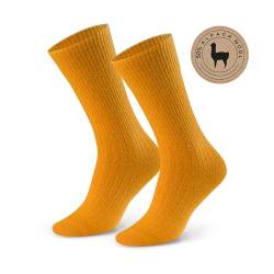 Socken 50% Alpaka Wolle für Damen und Herren - Hypoallergen Thermoisolierend Nahtlos, mit Sanftem Bund Bequem und Angenehm im Griff, 35-37, Farbe Gelb von STEVEN
